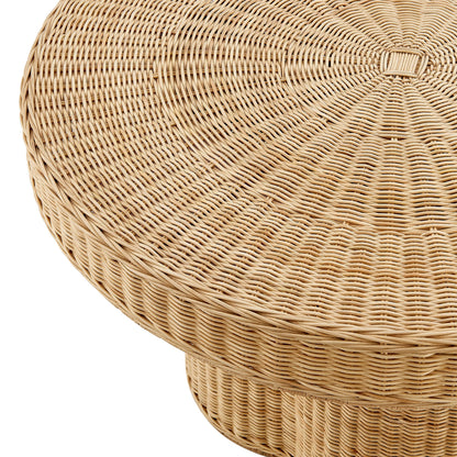 Ainsley 32 Inch Round Natural Rattan Coffee Table by Modway