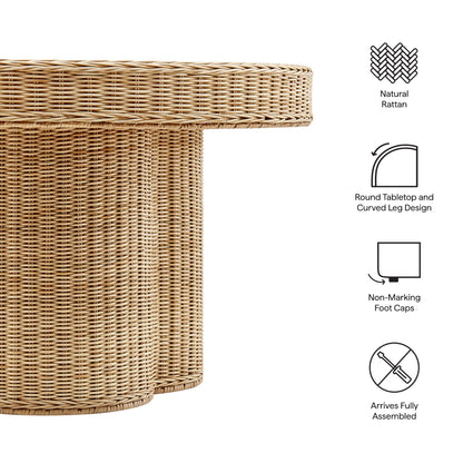 Ainsley 32 Inch Round Natural Rattan Coffee Table by Modway