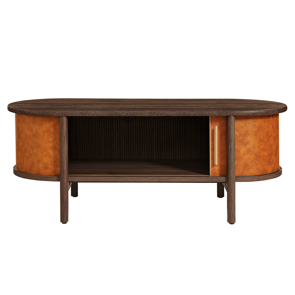 Coralie Curved Vegan Leather Oval Coffee Table by Modway