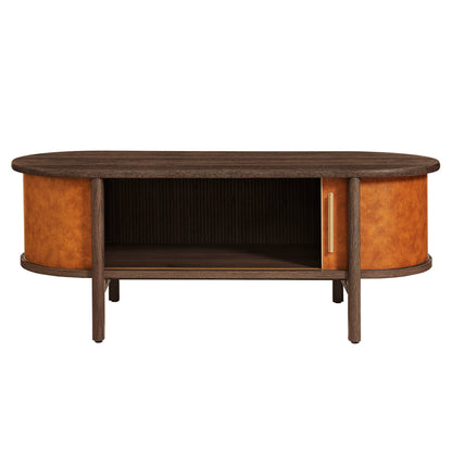 Coralie Curved Vegan Leather Oval Coffee Table by Modway