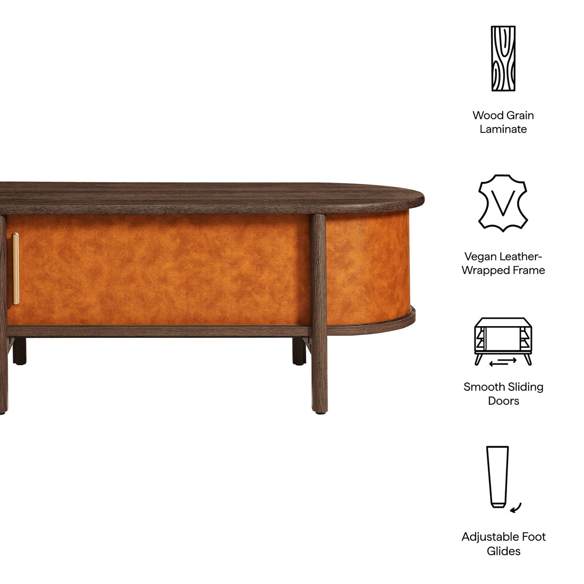 Coralie Curved Vegan Leather Oval Coffee Table by Modway
