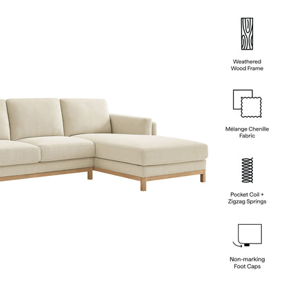 Roscoe Right-Facing Fabric Sectional Sofa with Chaise by Modway