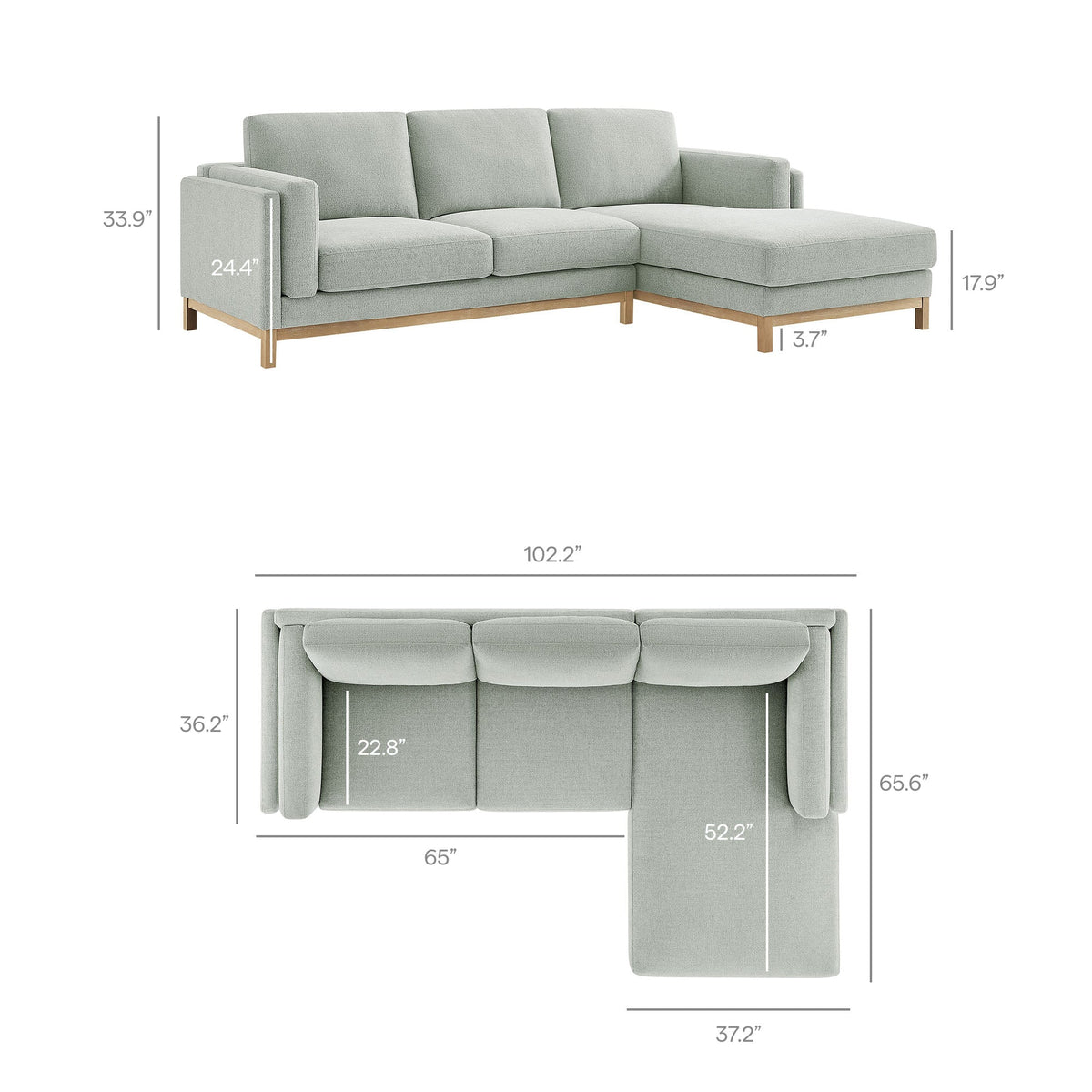 Roscoe Right-Facing Fabric Sectional Sofa with Chaise by Modway