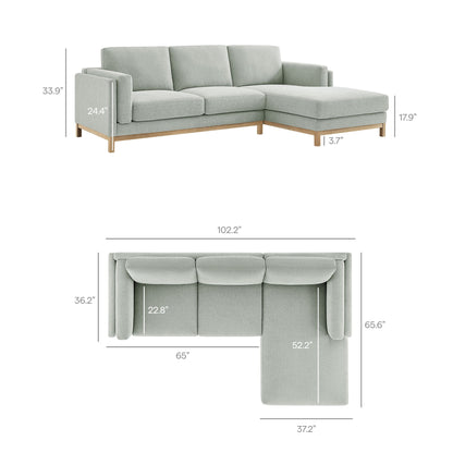 Roscoe Right-Facing Fabric Sectional Sofa with Chaise by Modway