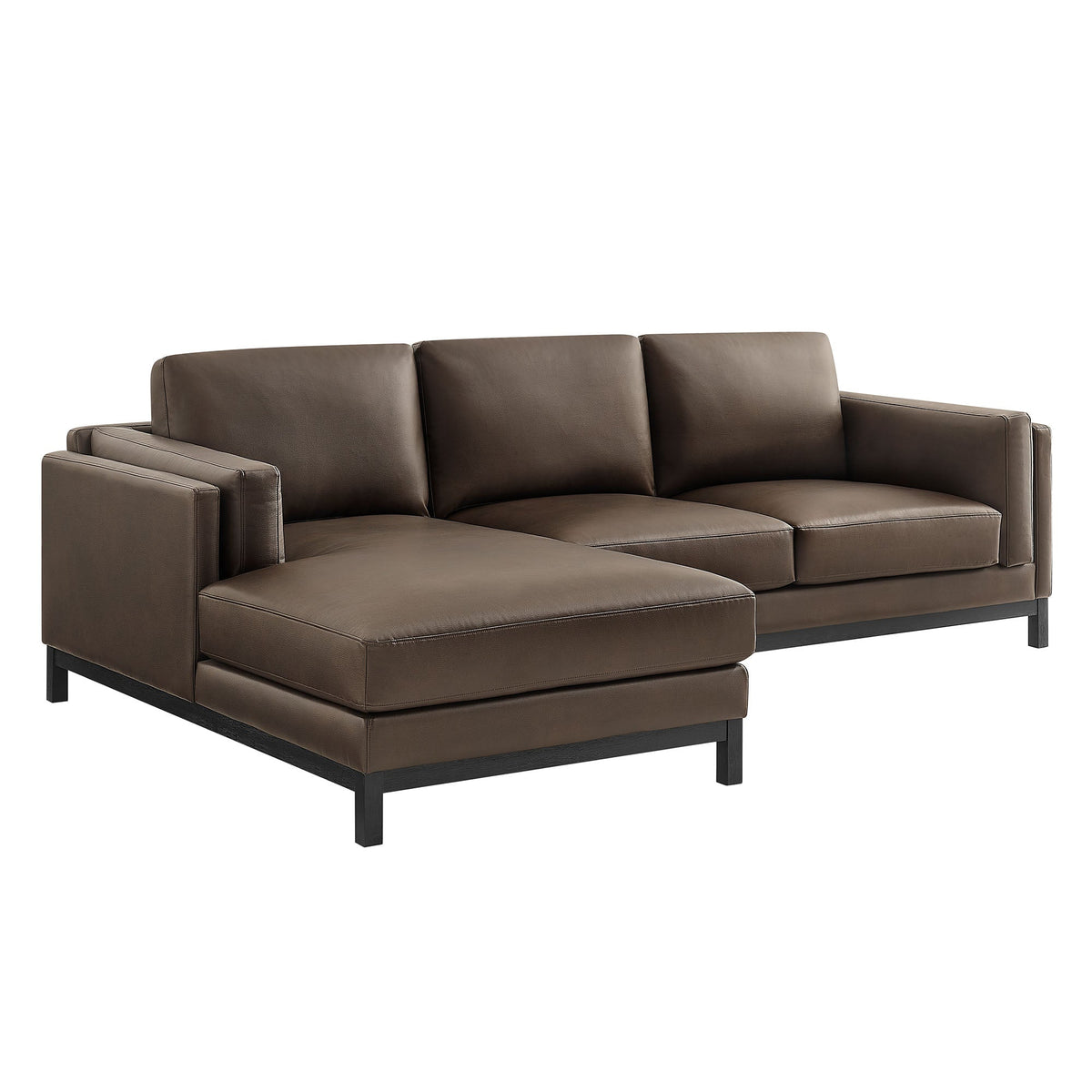 Roscoe Left-Facing Vegan Leather Sectional Sofa with Chaise
