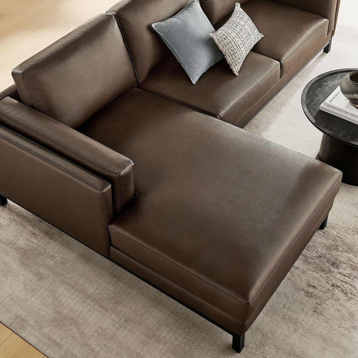 Roscoe Left-Facing Vegan Leather Sectional Sofa with Chaise