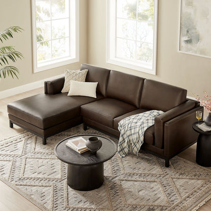 Roscoe Left-Facing Vegan Leather Sectional Sofa with Chaise