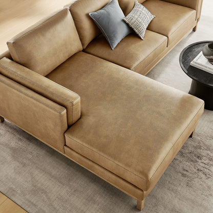 Roscoe Left-Facing Vegan Leather Sectional Sofa with Chaise