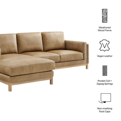 Roscoe Left-Facing Vegan Leather Sectional Sofa with Chaise