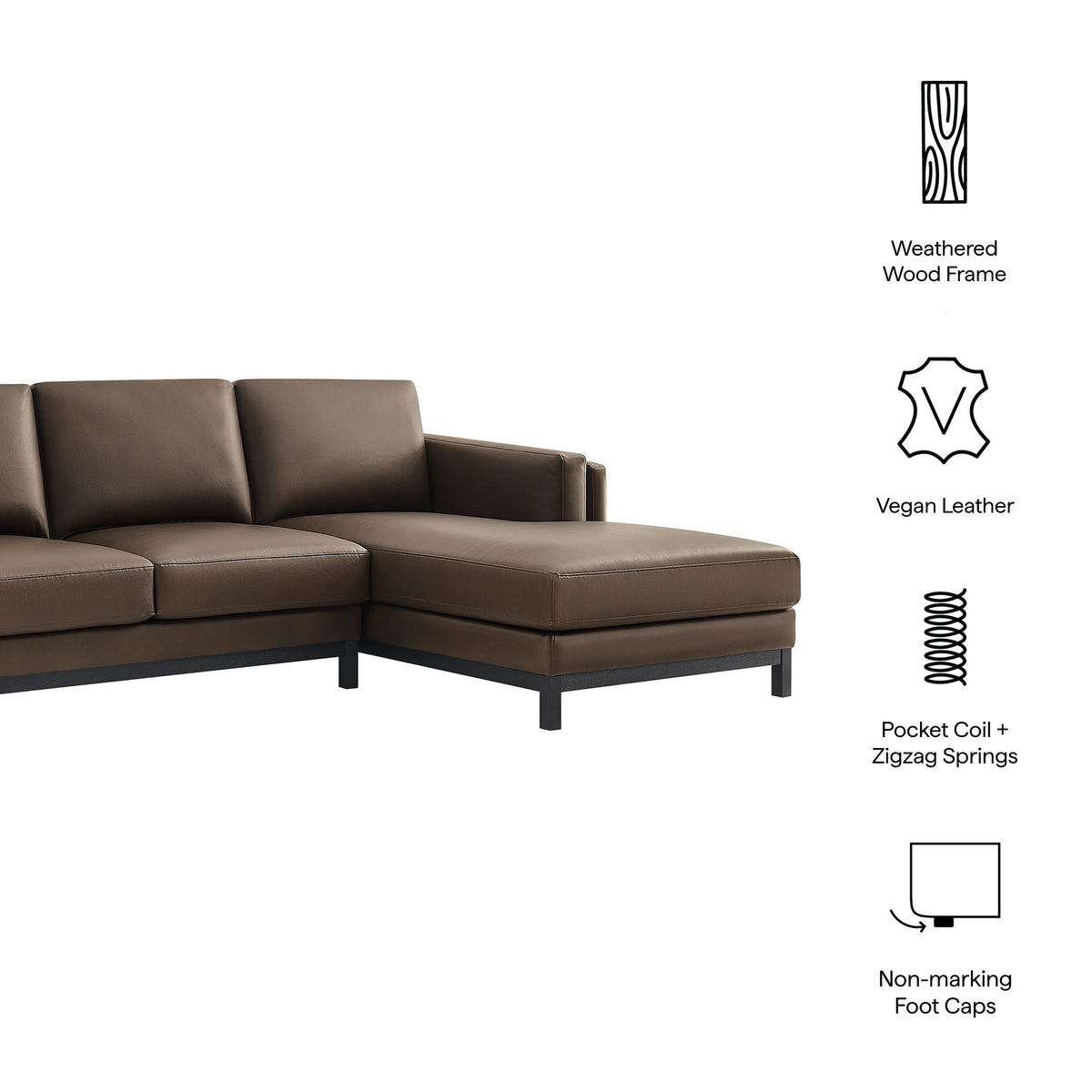 Roscoe Right-Facing Vegan Leather Sectional Sofa with Chaise by Modway