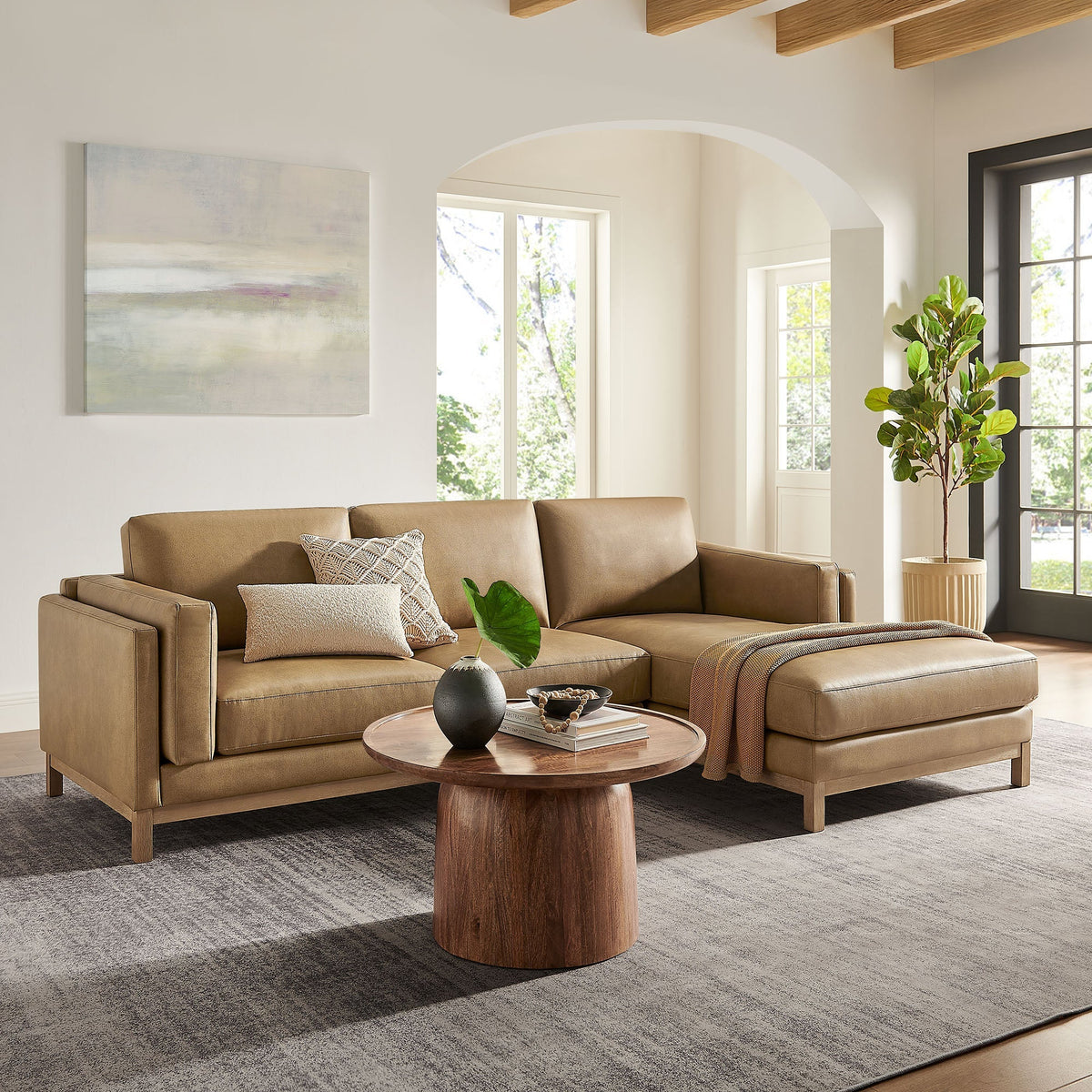 Roscoe Right-Facing Vegan Leather Sectional Sofa with Chaise by Modway