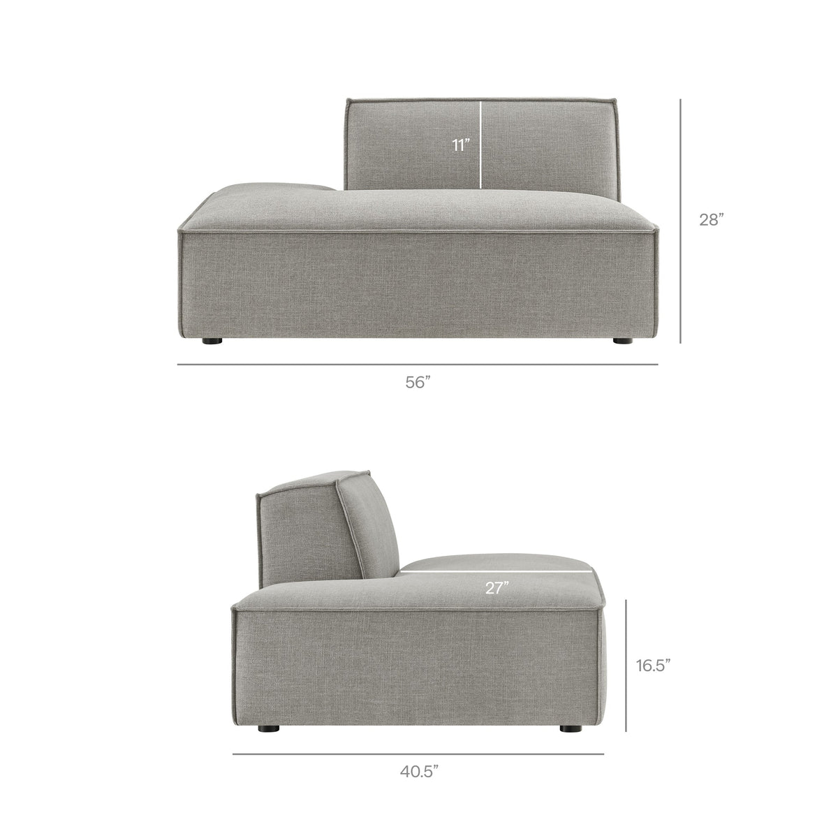 Restore Performance Fabric Upholstered Left-Facing Armless Modular Chaise by Modway