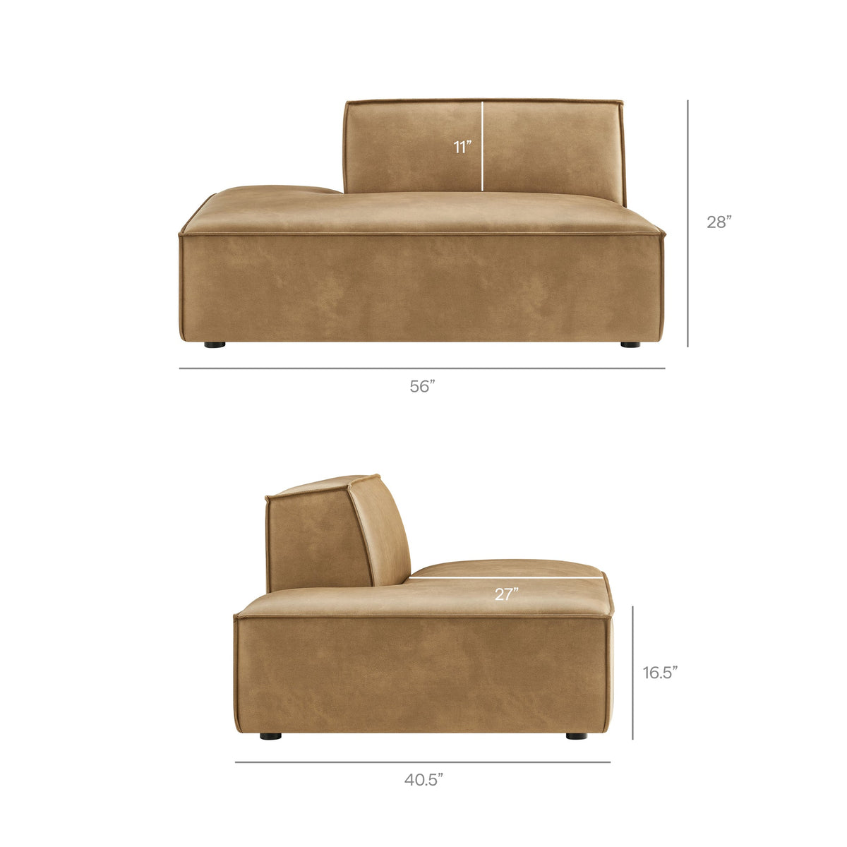 Restore Vegan Leather Left-Facing Armless Modular Chaise by Modway