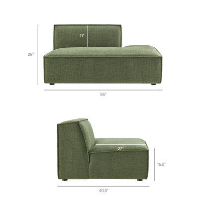 Restore Performance Fabric Upholstered Right-Facing Armless Modular Chaise by Modway
