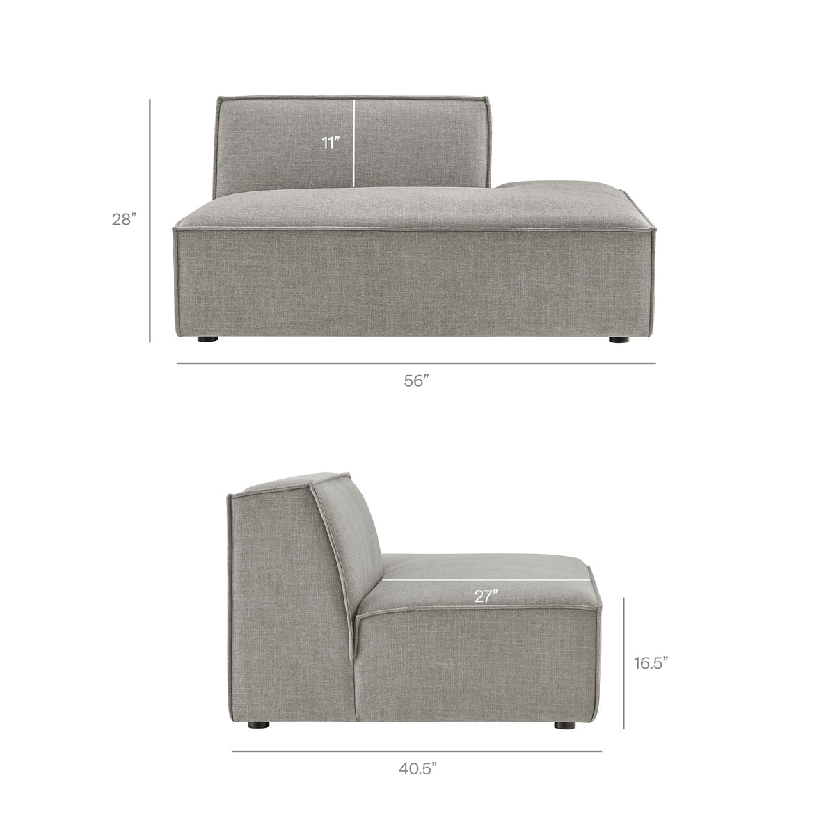 Restore Performance Fabric Upholstered Right-Facing Armless Modular Chaise by Modway