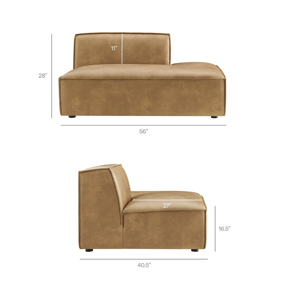 Restore Vegan Leather Right-Facing Armless Modular Chaise by Modway