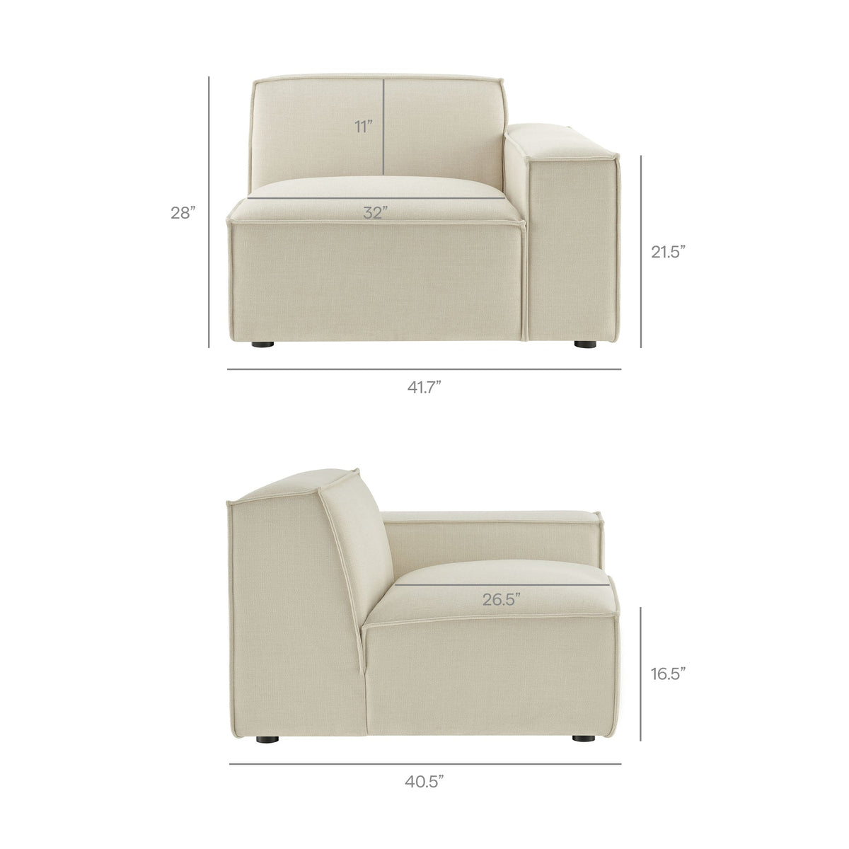 Restore Performance Fabric Upholstered Right-Facing Modular Lounge Chair by Modway
