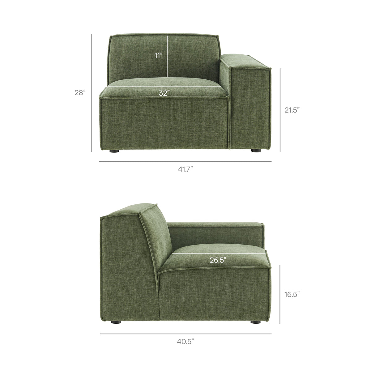 Restore Performance Fabric Upholstered Right-Facing Modular Lounge Chair by Modway