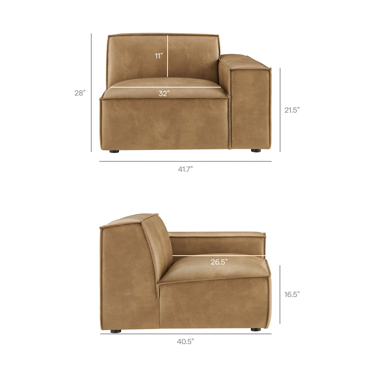 Restore Vegan Leather Right-Facing Modular Lounge Chair by Modway