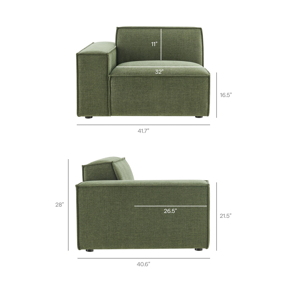 Restore Performance Fabric Upholstered Left-Facing Modular Lounge Chair by Modway