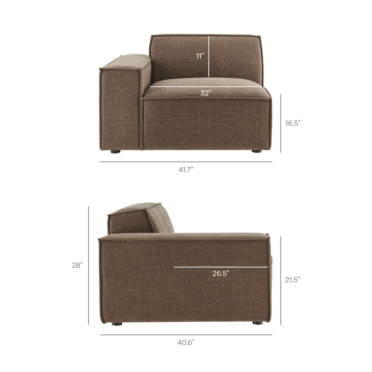 Restore 3-Piece Performance Fabric Upholstered Modular Loveseat with Ottoman by Modway
