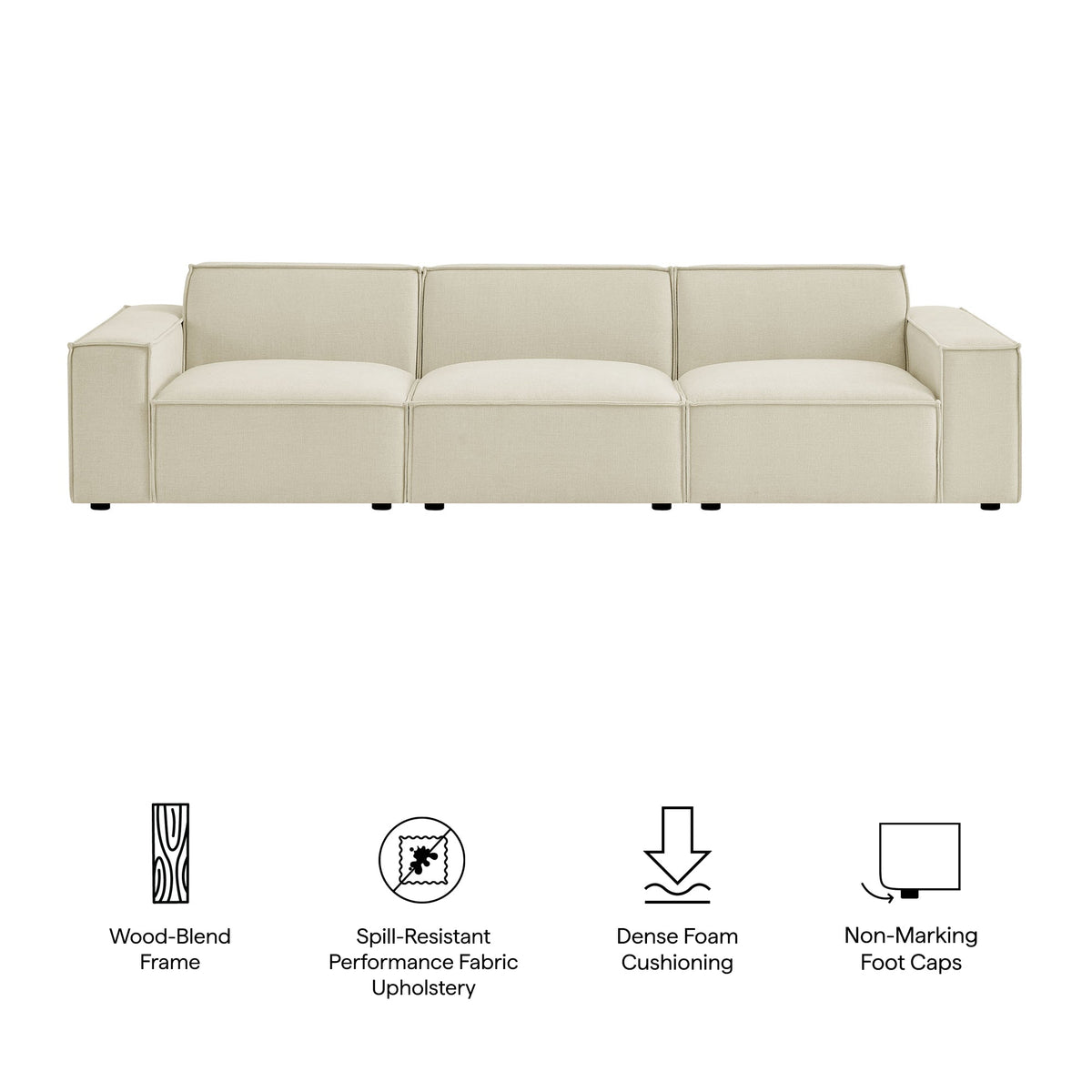 Restore 3-Piece Performance Fabric Upholstered Modular Sofa Set by Modway