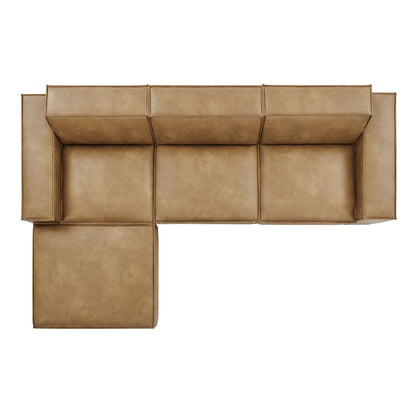 Restore 4-Piece Vegan Leather Modular Sofa Set with Ottoman by Modway
