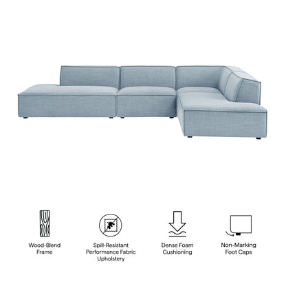 Restore 4-Piece Performance Fabric Upholstered Modular L-Shaped Armless Sectional Sofa by Modway