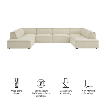 Restore 6-Piece Performance Fabric Upholstered U-Shaped Sectional Sofa by Modway