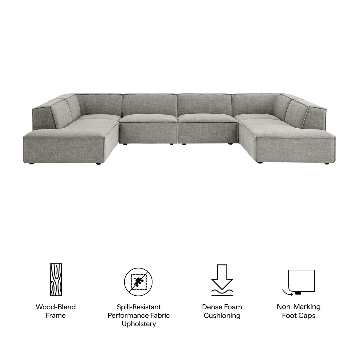 Restore 6-Piece Performance Fabric Upholstered U-Shaped Sectional Sofa by Modway