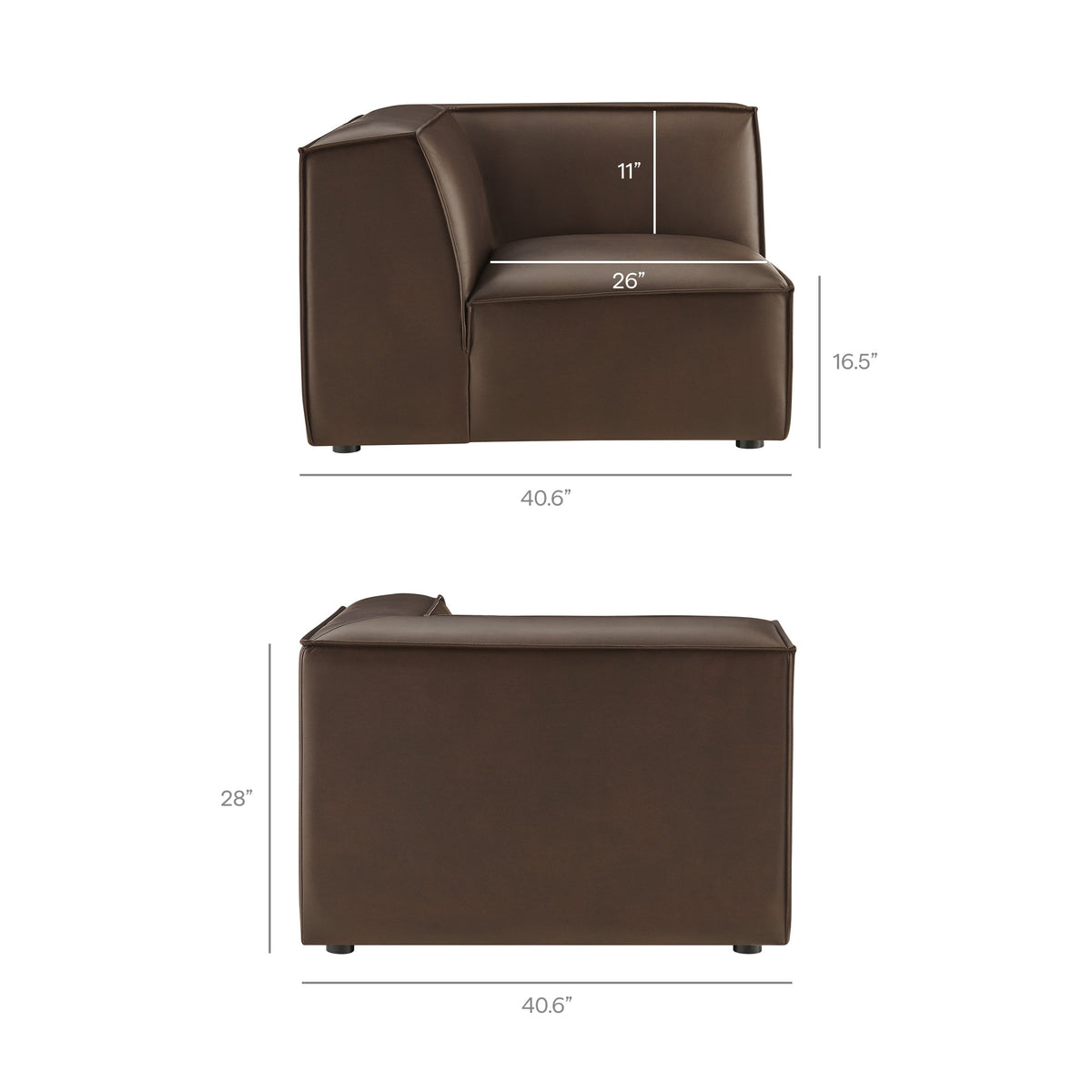 Restore 6-Piece Vegan Leather U-Shaped Armless Sectional Sofa by Modway