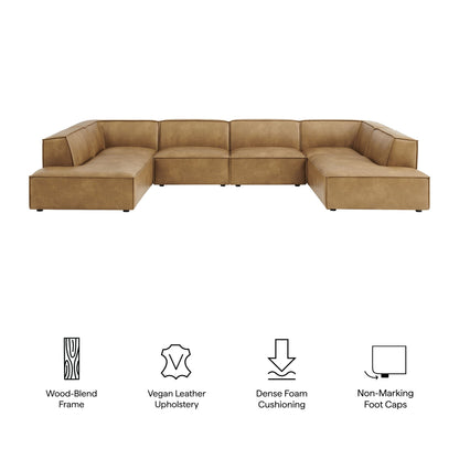 Restore 6-Piece Vegan Leather U-Shaped Armless Sectional Sofa by Modway