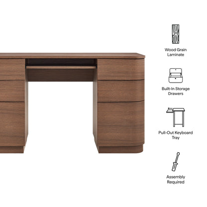 Mirae 55" 6-Drawer Curved Office Desk by Modway