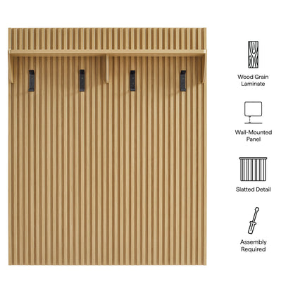 Render Fluted Coat Rack Panel With Shelf by Modway