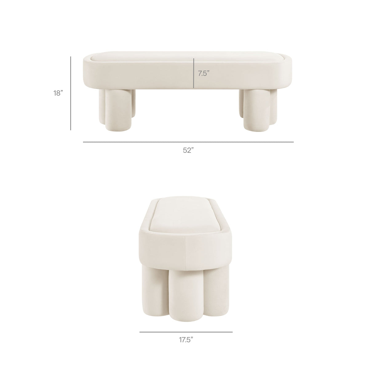Mossi Oval Performance Velvet Accent Bench by Modway