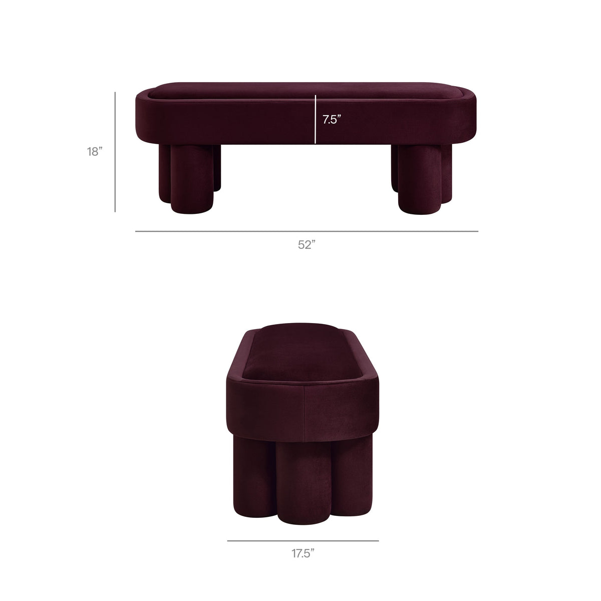 Mossi Oval Performance Velvet Accent Bench by Modway