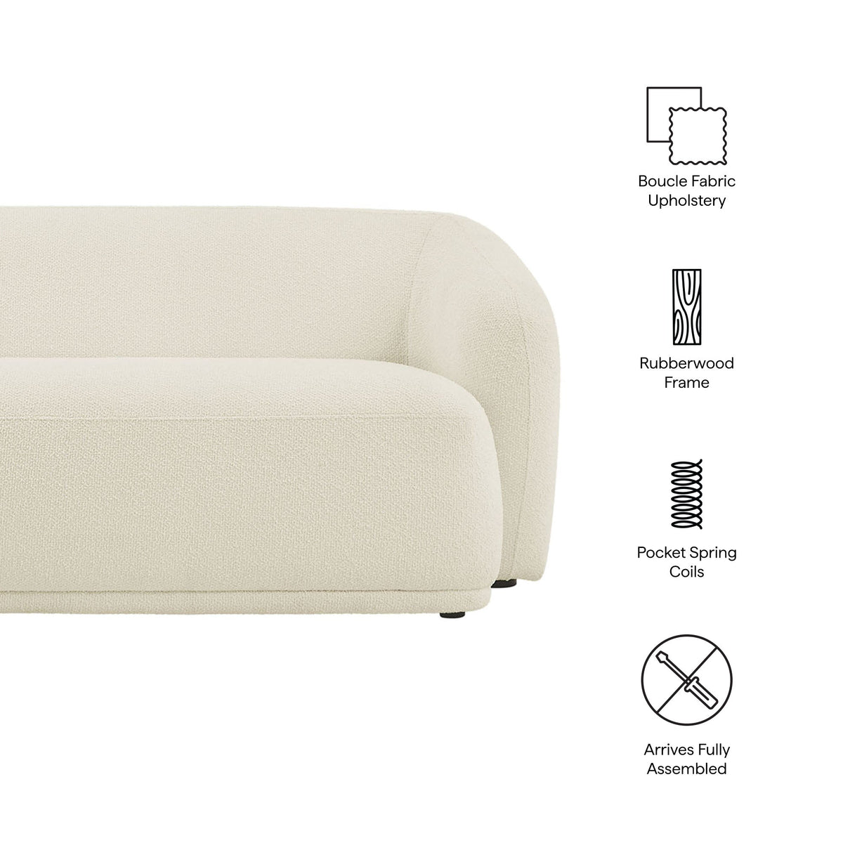 Monica 88 Inch Boucle Fabric Sofa by Modway