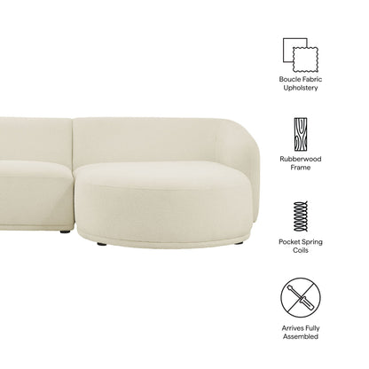 Monica 2 Piece Right Facing Boucle Fabric Modular Sofa with Chaise by Modway