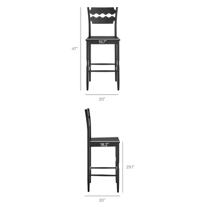 Jax Oak Wood Bar Stool With Wavy Razor Back by Modway