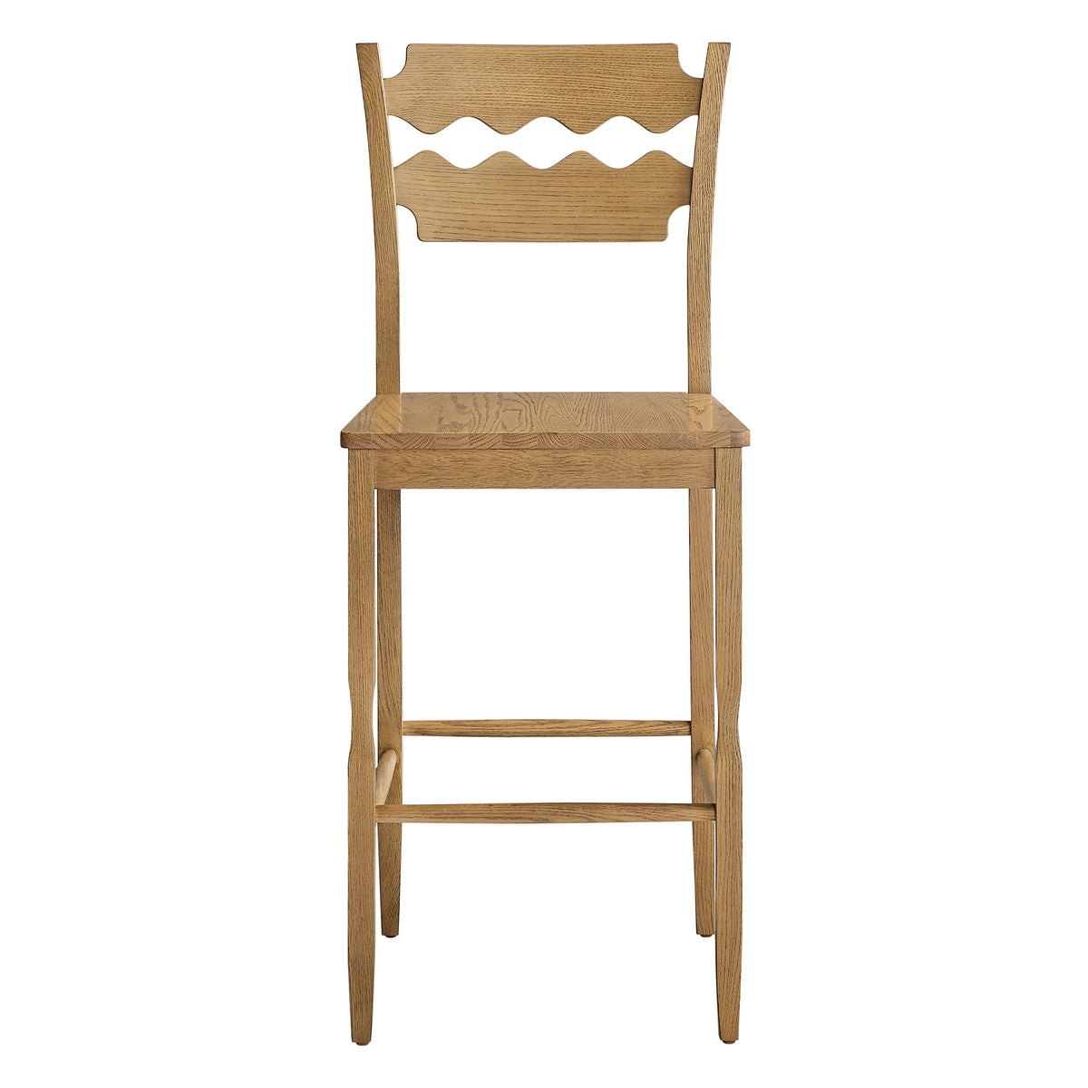 Jax Oak Wood Bar Stool With Wavy Razor Back by Modway