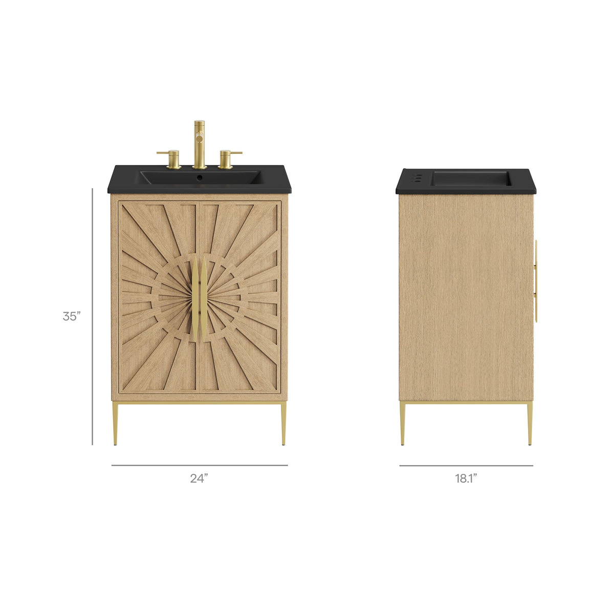 Awaken 24" Bathroom Vanity by Modway - Oak Black / Oak White