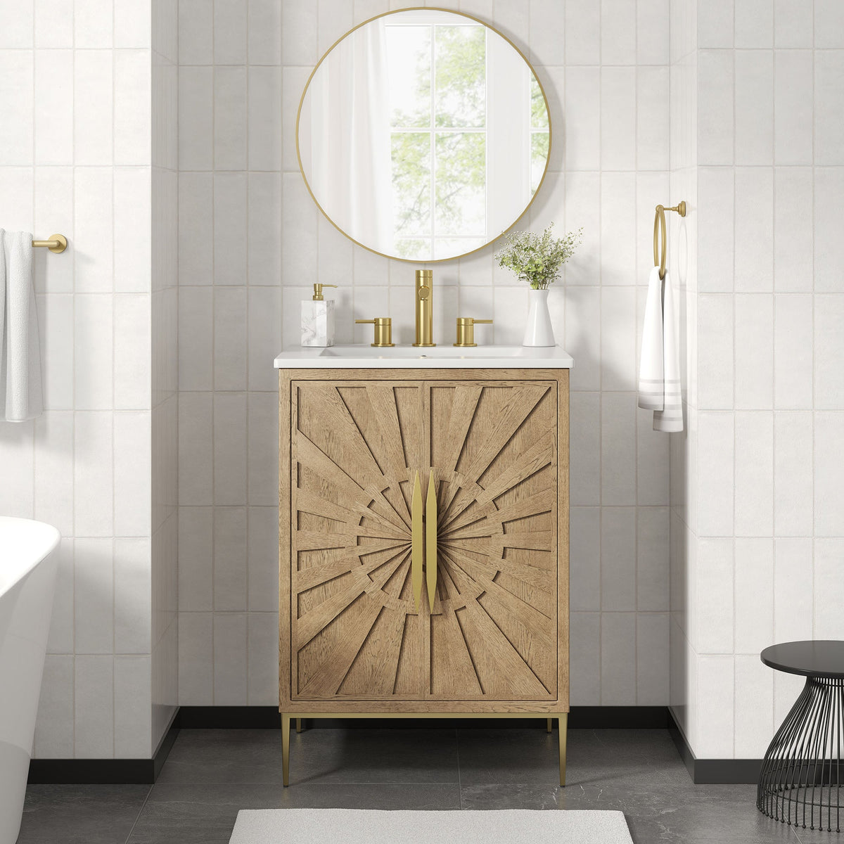 Awaken 24" Bathroom Vanity by Modway - Oak Black / Oak White