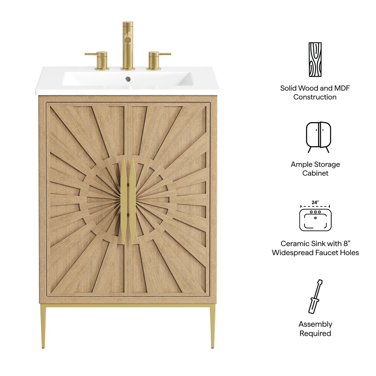 Awaken 24" Bathroom Vanity by Modway - Oak Black / Oak White
