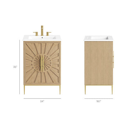 Awaken 24" Bathroom Vanity by Modway - Oak Black / Oak White