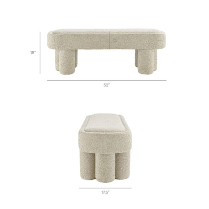 Mossi 52-Inch Oval Boucle Fabric Bench by Modway