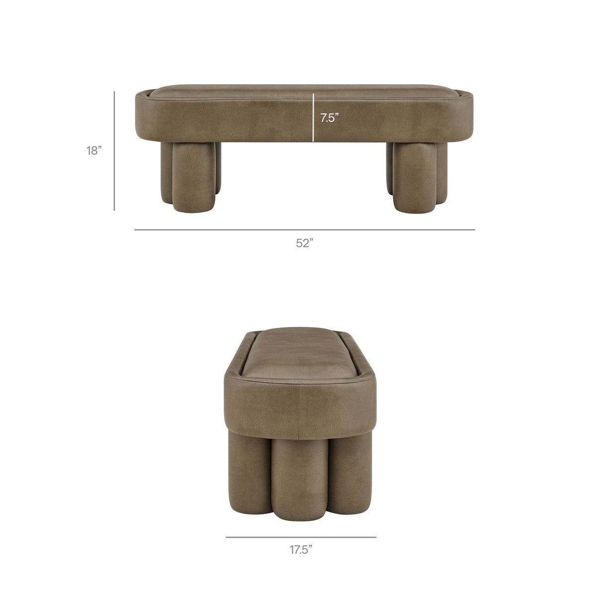 Mossi 52-Inch Oval Vegan Leather Bench by Modway