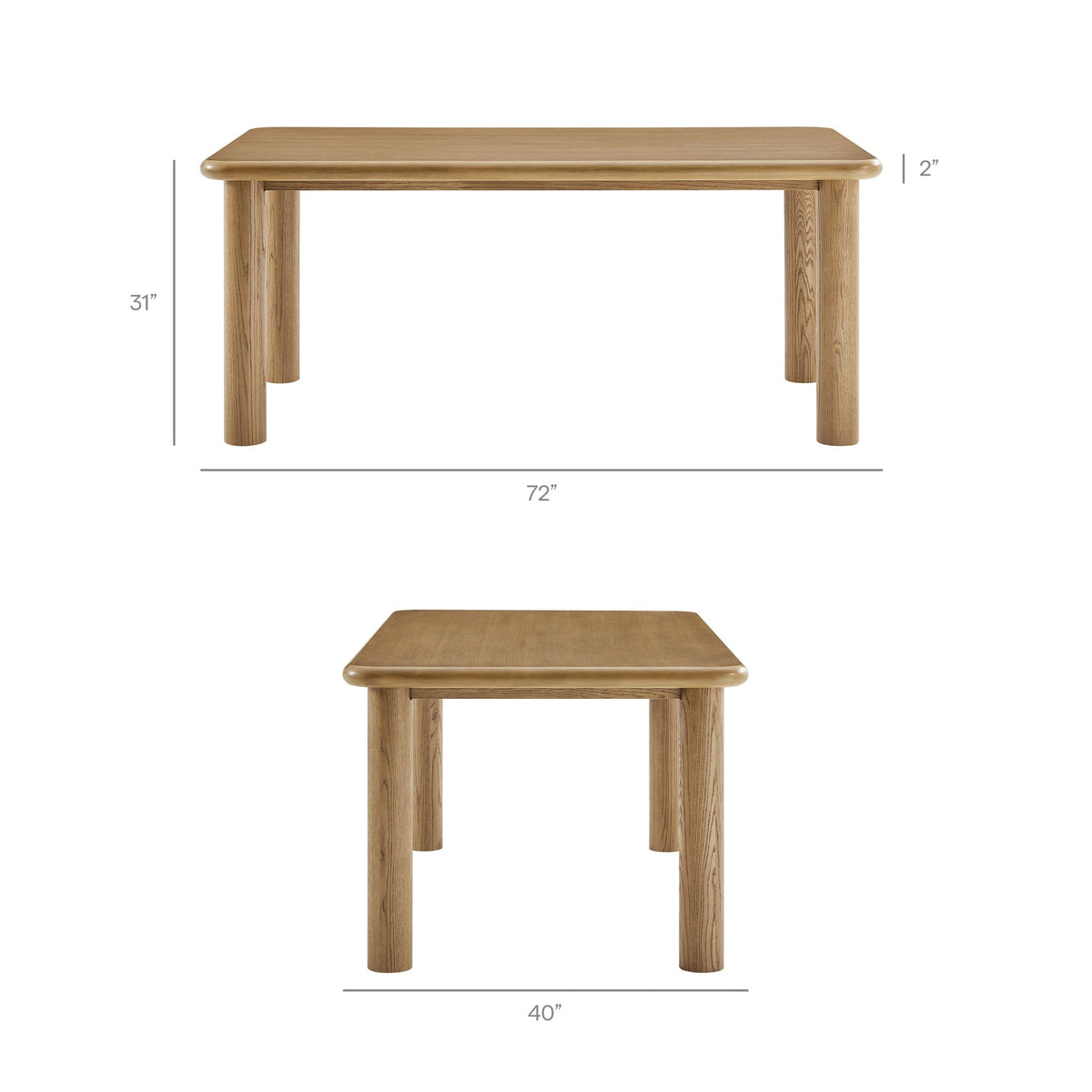 Alvia 72" Rectangular Oak Wood Dining Table by Modway