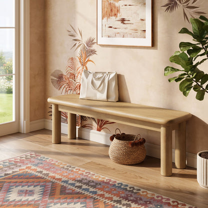 Alvia 58" Oak Wood Bench by Modway