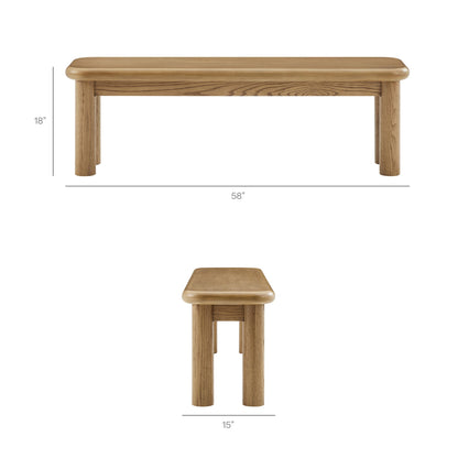 Alvia 58" Oak Wood Bench by Modway