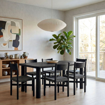 Alvia 7-Piece Oak Wood Dining Table and Chairs Set by Modway